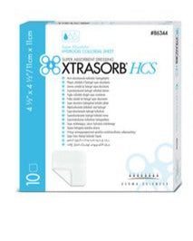 Xtrasorb HCS medical absorbent pads with packaging on a white background