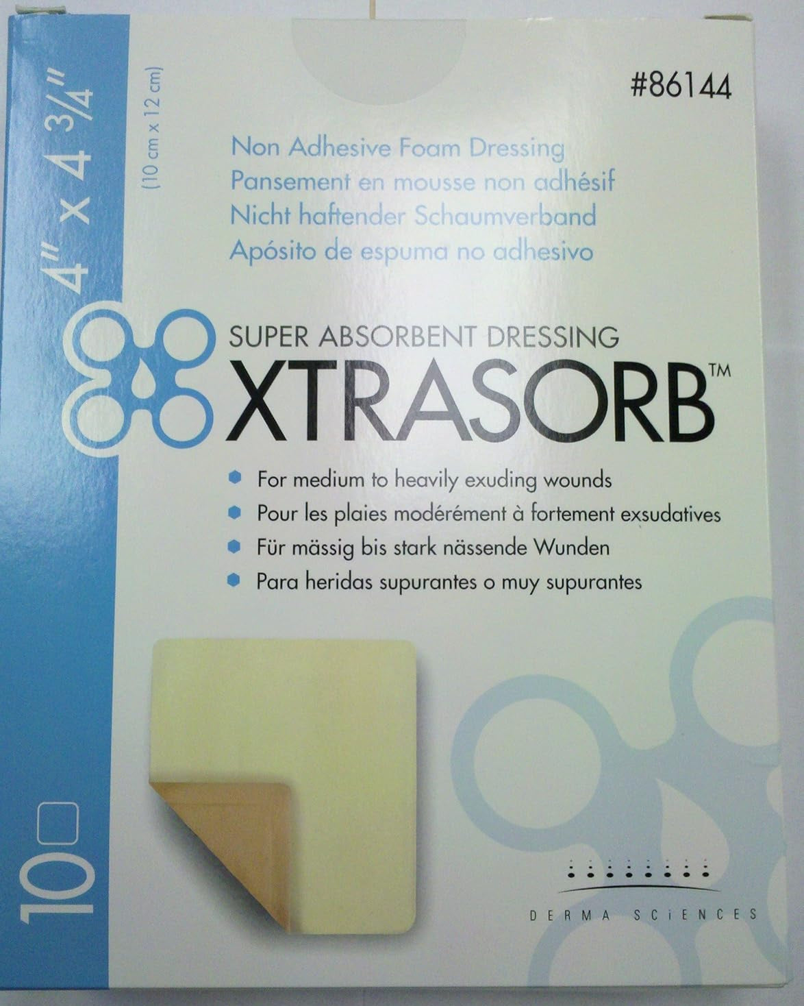 Xtrasorb Non-Adhesive Foam Dressing 4" x 4-3/4" - #86144