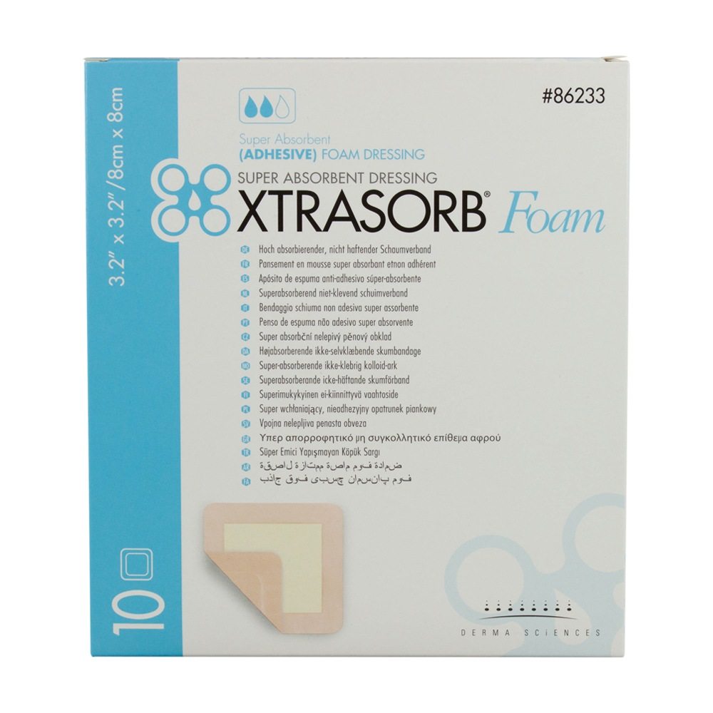 Xtrasorb Foam packaging with product details on a white background